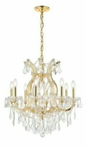 Elegant 9-Light Gold Crystal Chandelier Maria Theresa 26 Inch (1 of 9)