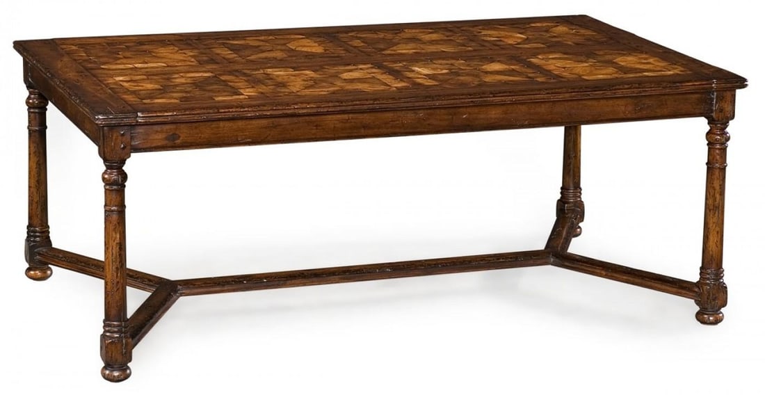 Jonathan Charles Huntingdon Square Coffee Table Walnut Inlaid Parquetry (1 of 3)