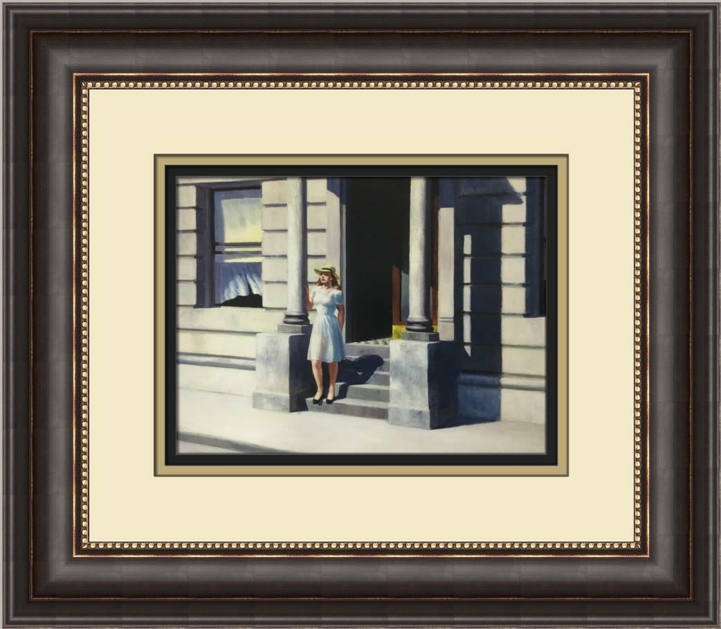 Edward Hopper Summertime Custom Framed Offset Lithograph Print: Edward Hopper Summertime Custom Framed Offset Lithograph Print This beautiful custom framed print titled "Summertime" features the iconic artwork of Edward Hopper. The piece showcases figures in a lan