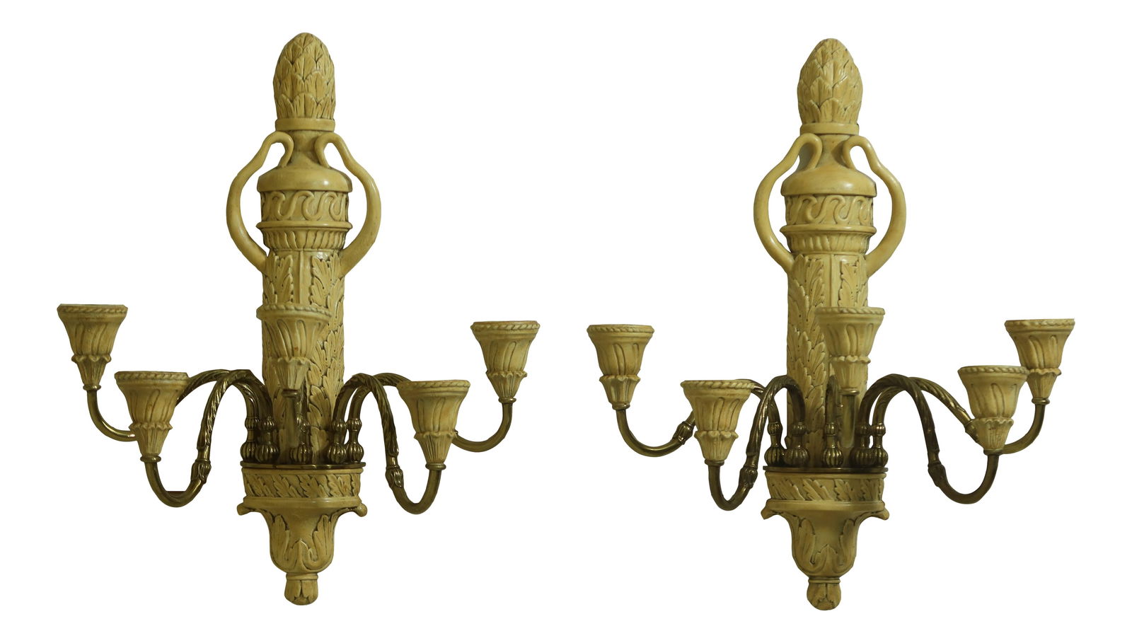 Maitland Smith 23in Decorative Candelabra Wall Sconces Pair in Gold (1 of 10)