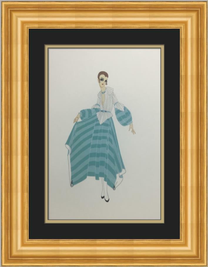 Erte Premier Art Deco Custom Framed Lithograph Print 18 x 21: Erte Premier Art Deco Custom Framed Lithograph Print 18 x 21 This stunning Premier Custom Framed Print by Erte showcases a classic Art Deco style. Measuring 18 inches in width and 21 inches in height,