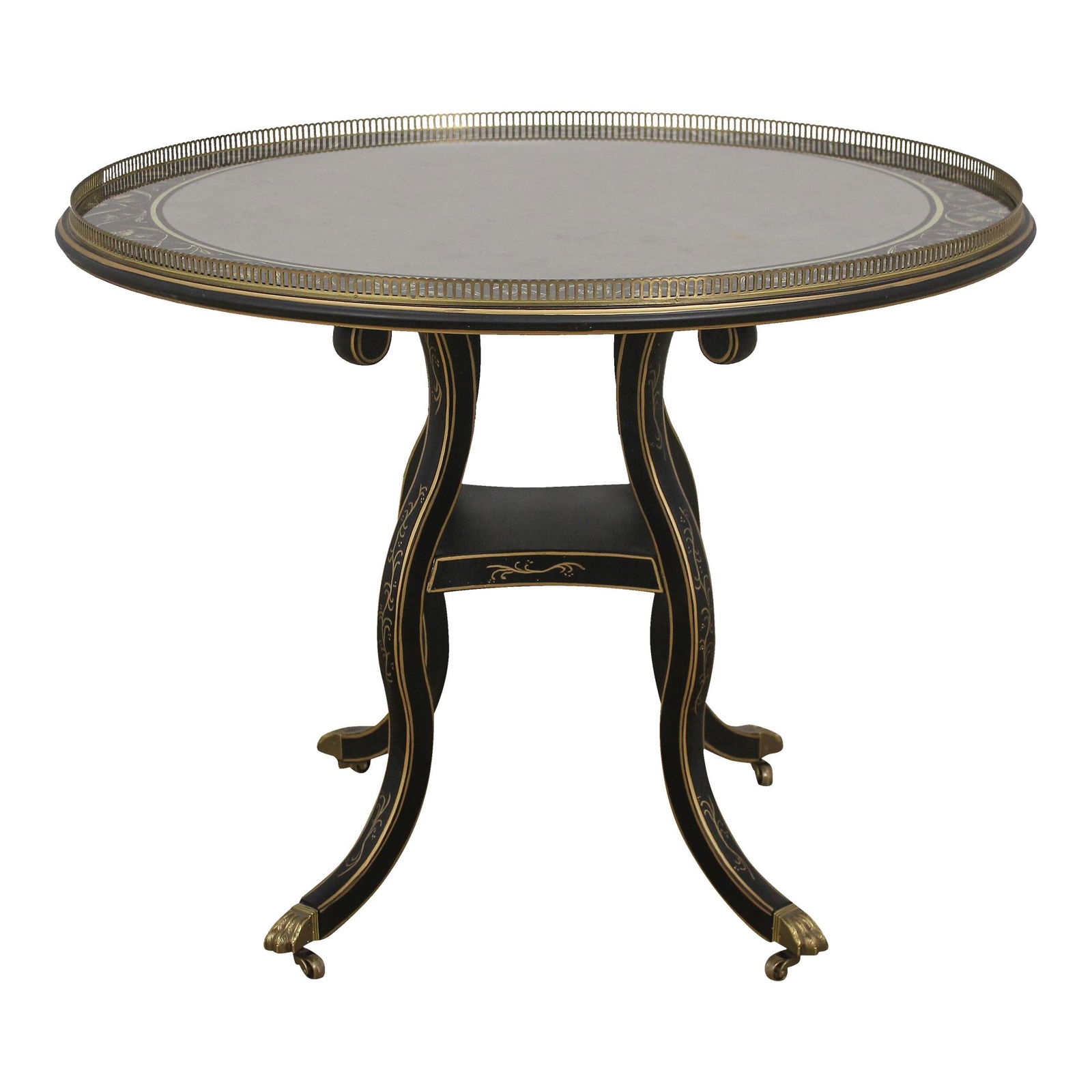 Ej Victor Regency Eglomise Mirror Center Table with Brass Gallery (1 of 9)