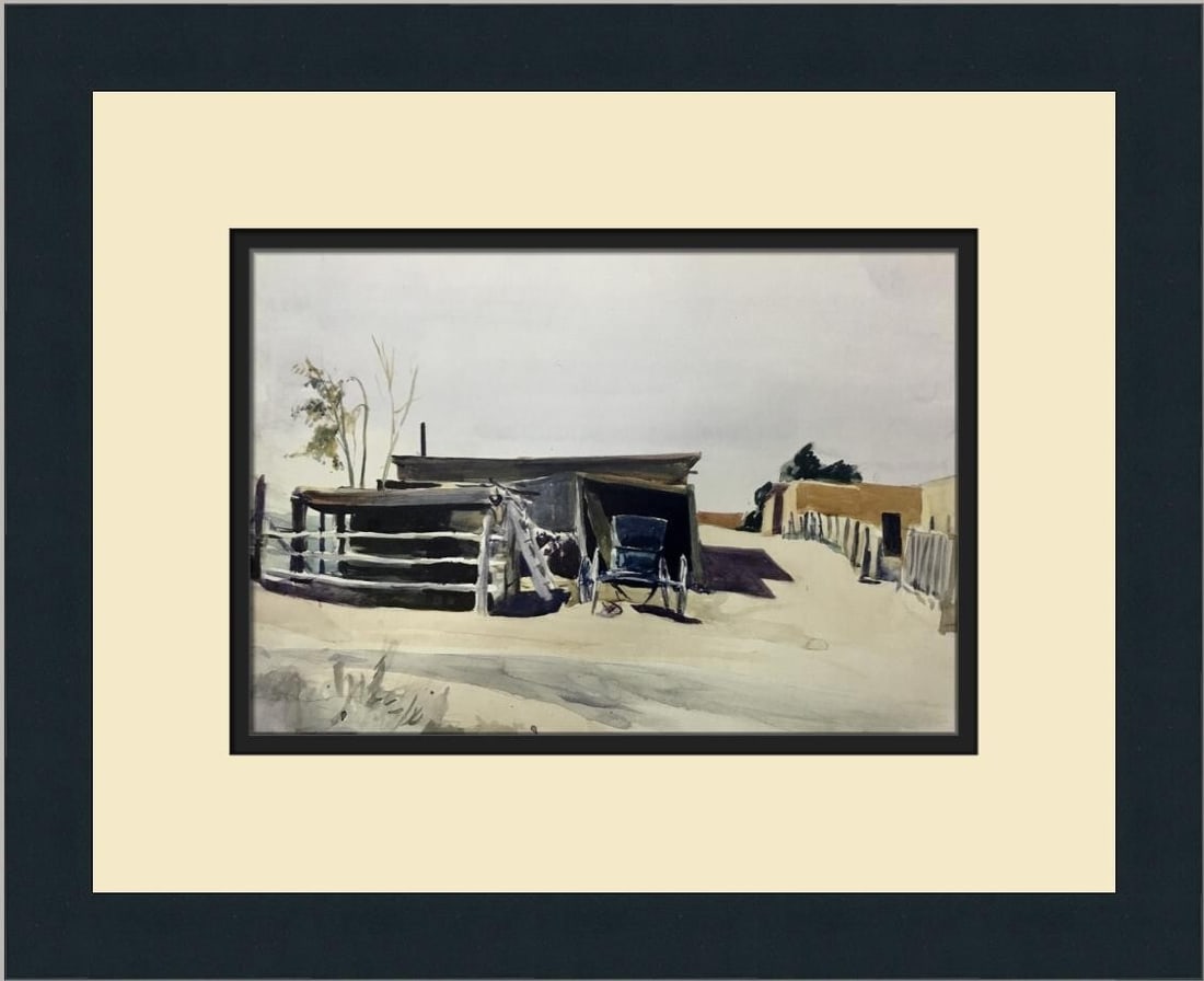 Edward Hopper Adobes and Shed in New Mexico Framed Print 1998: Edward Hopper Adobes and Shed in New Mexico Framed Print 1998 This captivating custom framed print titled "Adobes and Shed in New Mexico" by renowned artist Edward Hopper is a stunning representation