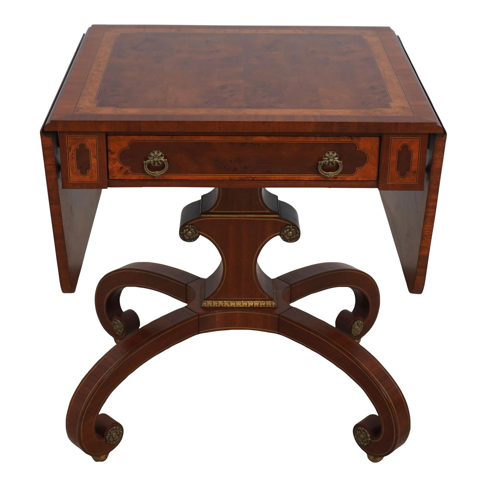 John Widdicomb Neoclassical Drop Leaf Table Mario Butta Collection Burl Walnut (1 of 10)