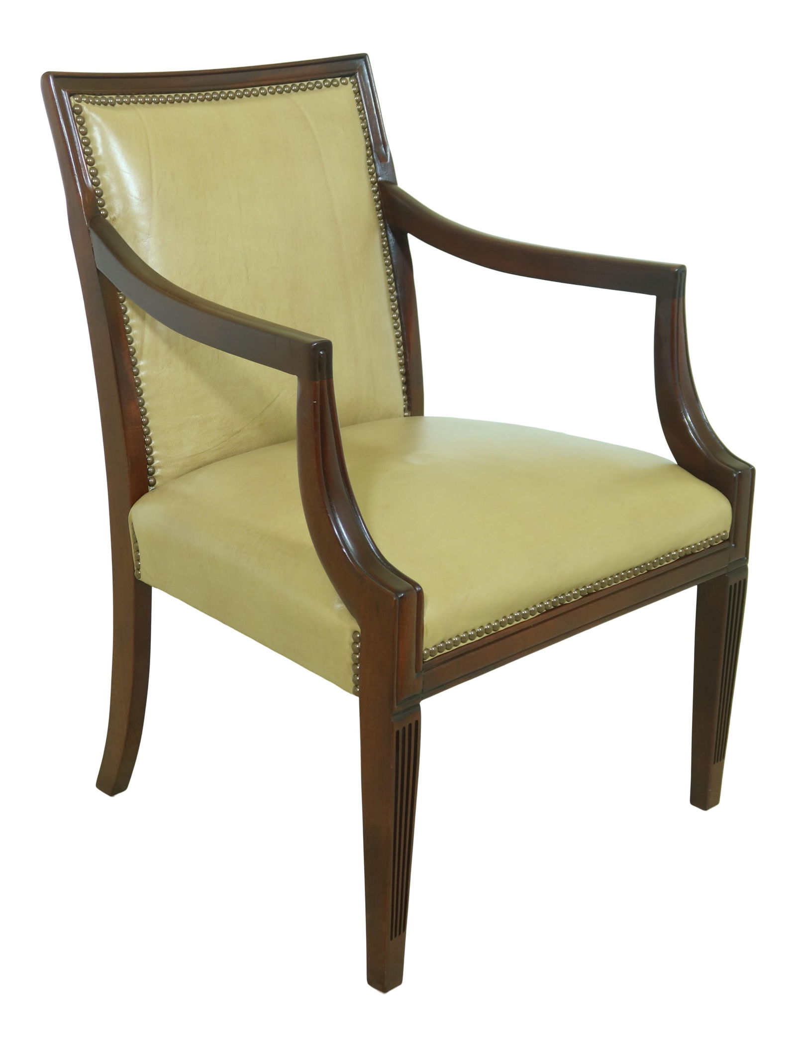Elegant Federal Style Mahogany Leather Open Armchair (1 of 10)