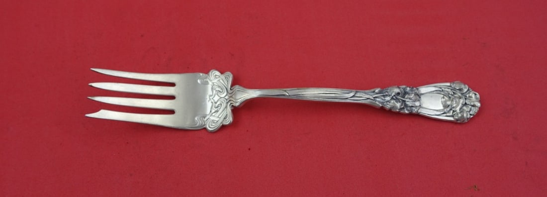 Durgin-Gorham Iris Sterling Silver Fish Fork 7.5 Inch Serving Fork (1 of 2)