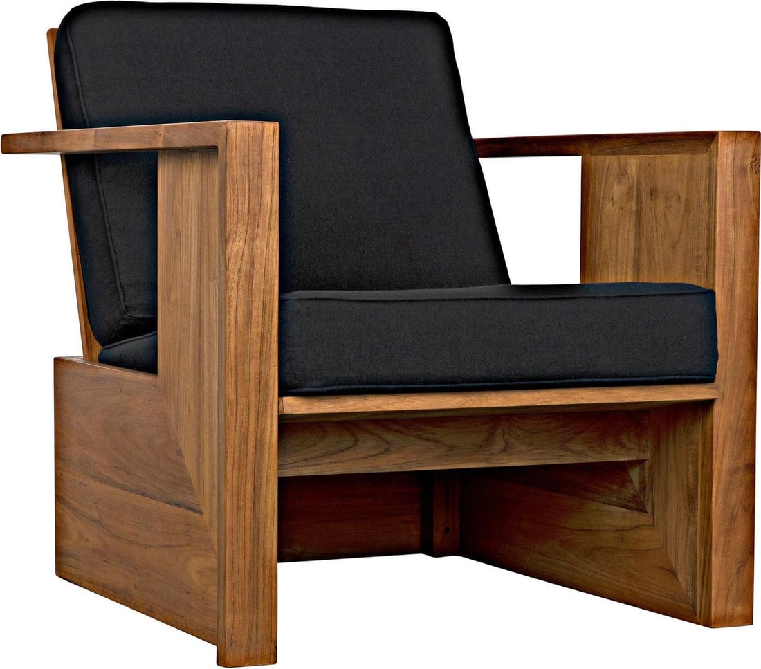 Ungaro Arm Chair Teak Frame Black Cotton Upholstery (1 of 12)