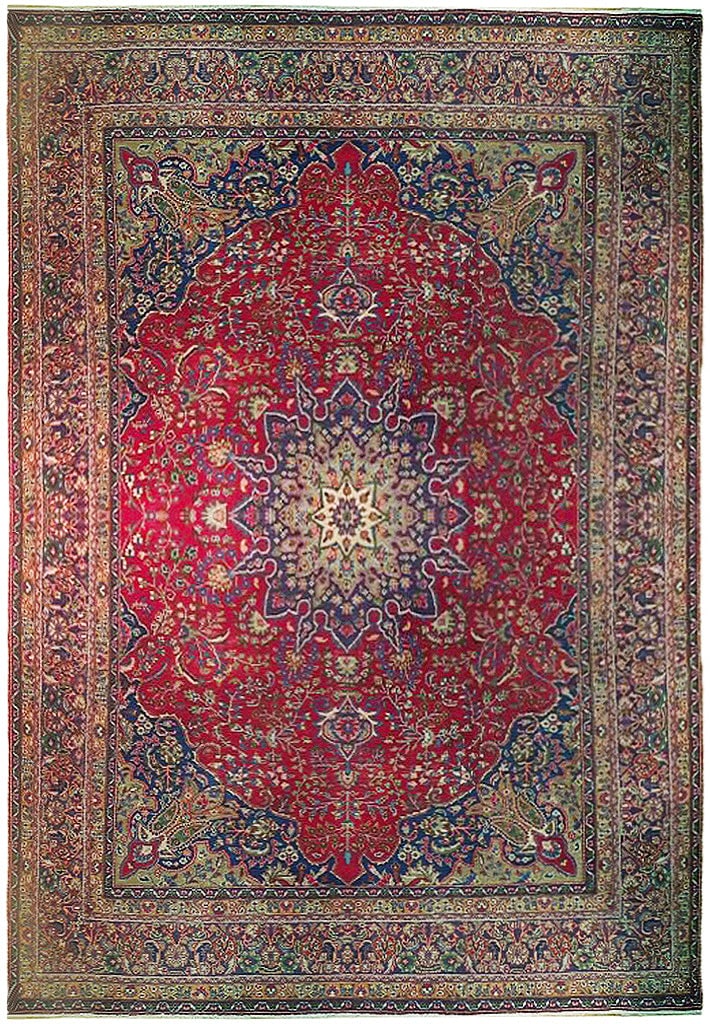 Authentic Handmade Semi Antique Persian Tabriz Rug 9'7 x 12'7 Red Wool (1 of 6)