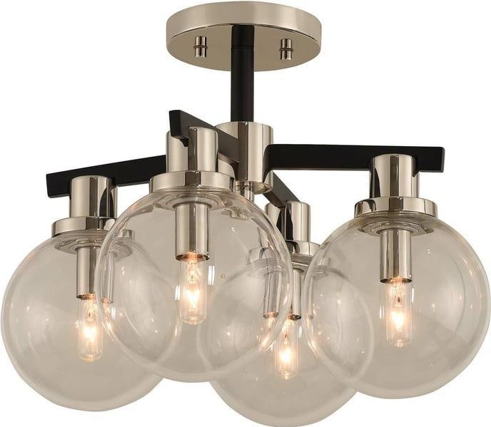 Kalco Cameo 4-Light Semi Flush Mount Mid-Century Modern Lighting: Kalco Cameo 4-Light Semi Flush Mount Mid-Century Modern Lighting Illuminate your space with this stunning semi flush mount lighting fixture that beautifully combines contemporary design with mid-centu
