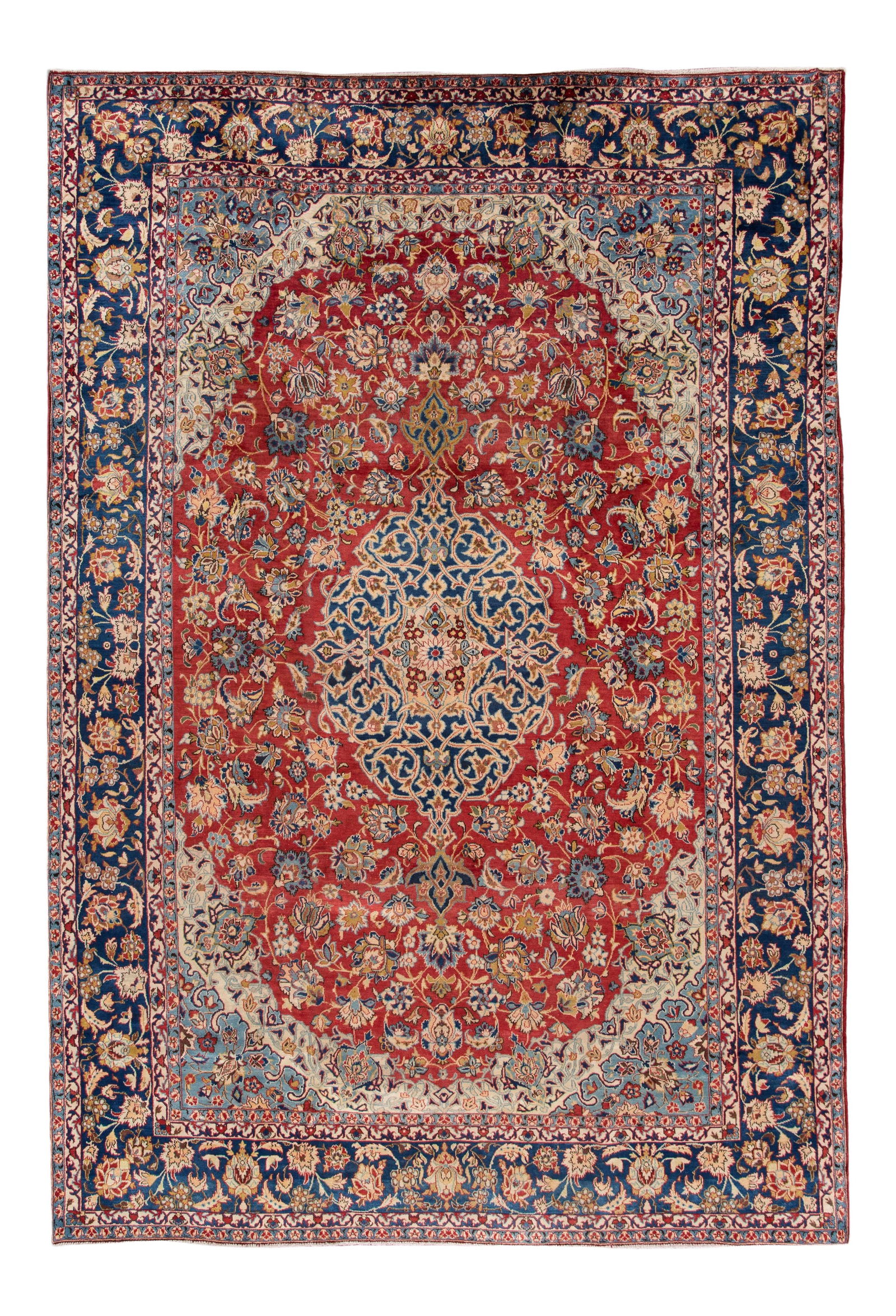 Vintage Persian Mahal Handmade Wool Rug Red Floral Design 10'4 x 15'5 (1 of 8)