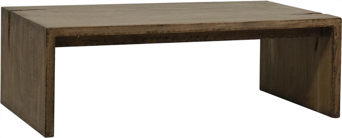 Rustic Medium Brown Rectangle Coffee Table Reclaimed Pine Wood Merwin Collection (1 of 5)