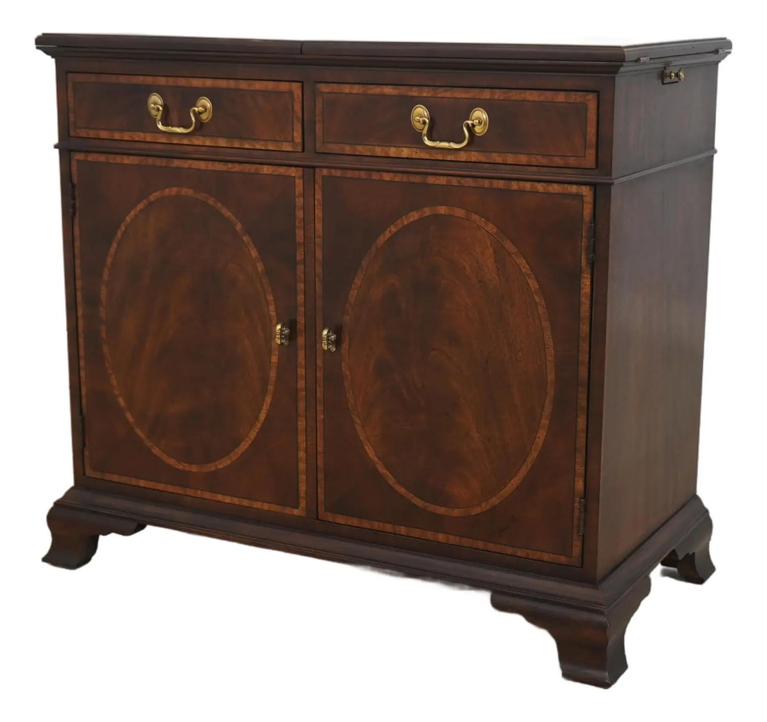 Henredon Aston Court Mahogany Flip Top Server with Brass Hardware (1 of 10)