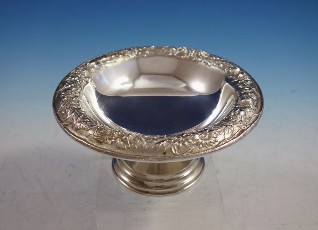 Kirk Repousse Sterling Silver Compote 3 Inch Tall 6.25 Inch Diameter (1 of 7)
