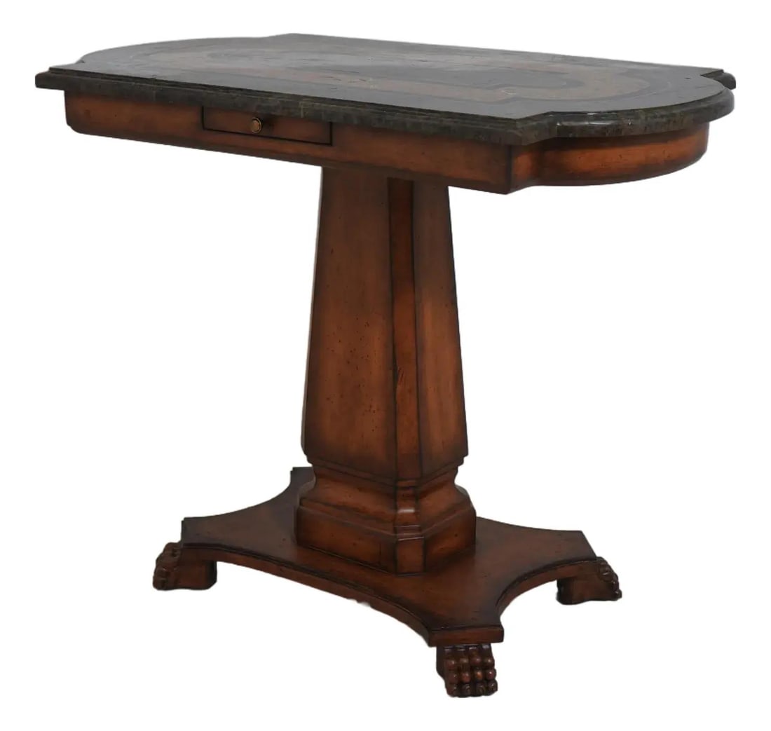 Maitland Smith Style Marble Top Occasional Table with Brass Inlay (1 of 10)