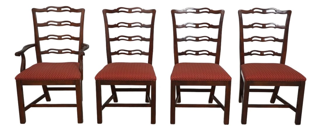 Set of 4 Drexel Mahogany Chippendale Ribbon Back Chairs (1 of 10)