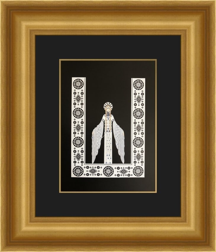 Erte Byzantine Art Deco Framed Print 18 x 21 Double Matted: Erte Byzantine Art Deco Framed Print 18 x 21 Double Matted Enhance your space with this exquisite Erte - Byzantine Custom Framed Print. This medium-sized artwork features the title "Byzantine" and sho