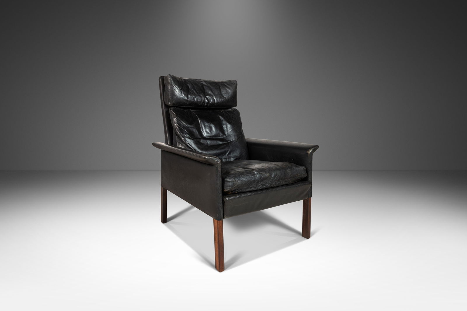 Hans Olsen Model 500 High-Back Lounge Chair Rosewood Leather Denmark 1960s (1 of 10)