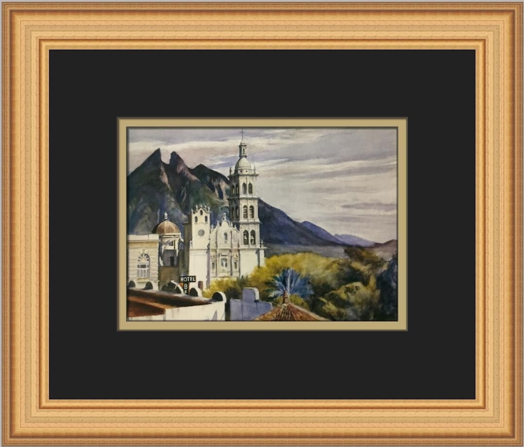 Edward Hopper Monterrey Cathedral Custom Framed Art Print 11 x 13: Edward Hopper Monterrey Cathedral Custom Framed Art Print 11 x 13 This custom framed print features Edward Hopper's stunning portrayal of the Monterrey Cathedral, showcasing a blend of contemporary ar