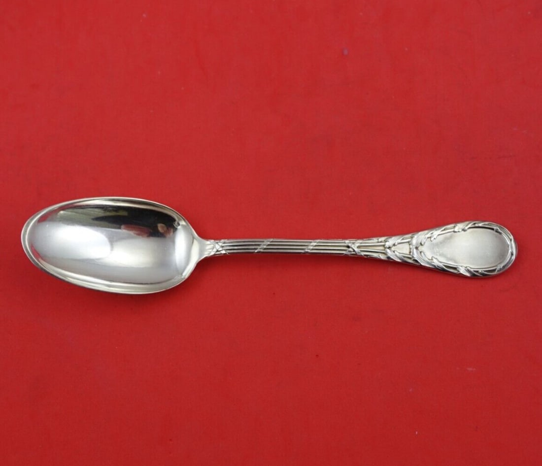 George Fouquet-Lapar Ribbon .950 Silver Dessert Spoon 7.5 Inch Heirloom: George Fouquet-Lapar Ribbon .950 Silver Dessert Spoon 7.5 Inch Heirloom Discover this exquisite dessert spoon crafted in .950 silver by the renowned maker George Fouquet-Lapar. The spoon features the