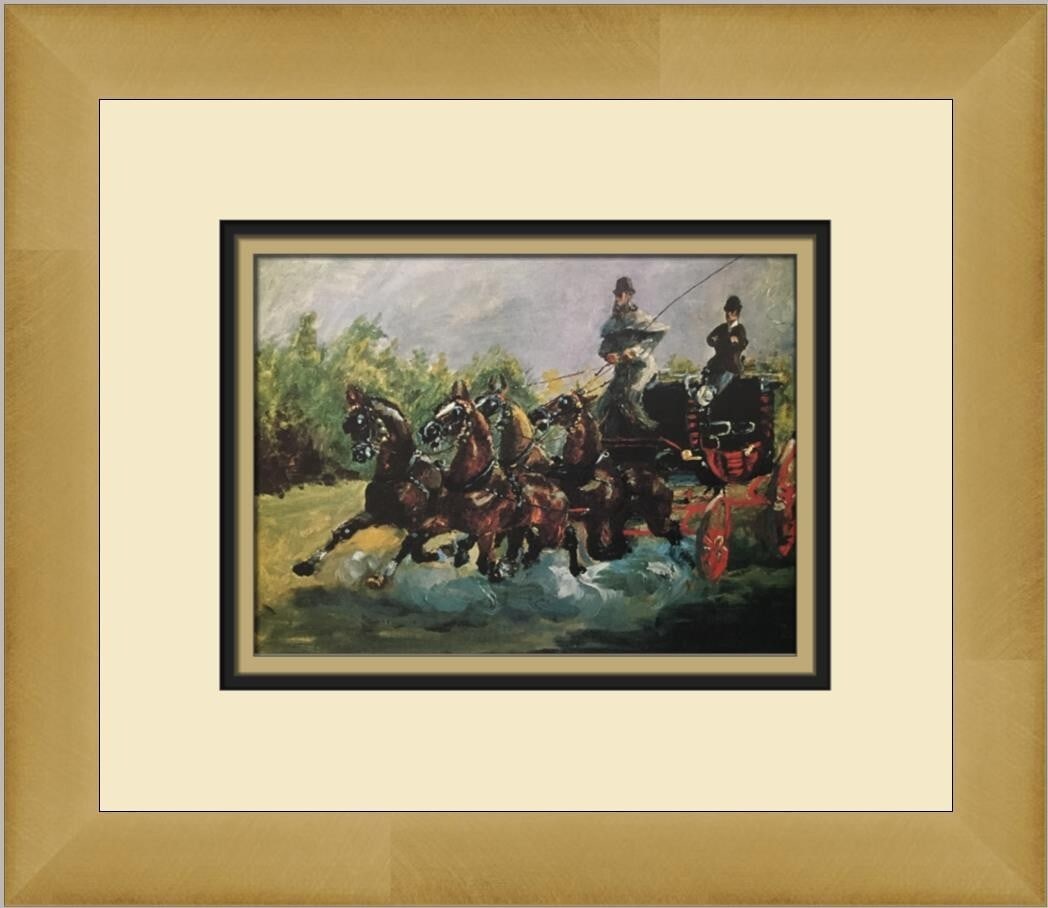 Henri de Toulouse-Lautrec Driving the Mail Coach to Nice Custom Framed Lithograph: Henri de Toulouse-Lautrec Driving the Mail Coach to Nice Custom Framed Lithograph This exquisite custom framed print features Henri de Toulouse-Lautrec's artwork titled "Driving the Mail Coach to Nice