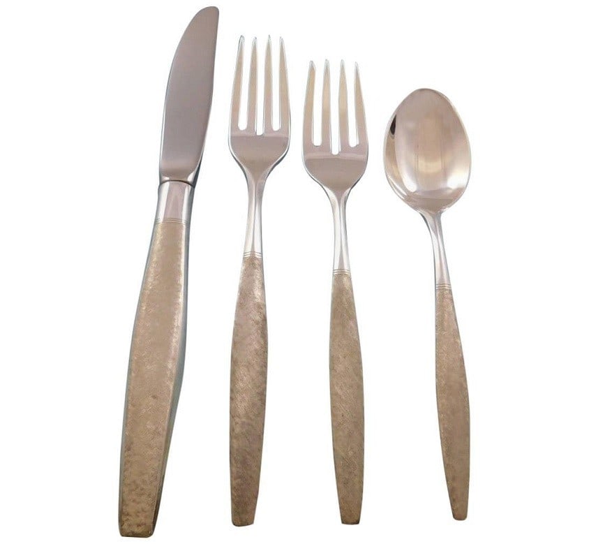 Kirk Florentine Sterling Silver Flatware Set for 12 54 Pieces Matte Finish: Kirk Florentine Sterling Silver Flatware Set for 12 54 Pieces Matte Finish This exquisite Florentine Sterling Silver Flatware Set by Kirk offers a complete service for 12, featuring a total of 54 piec