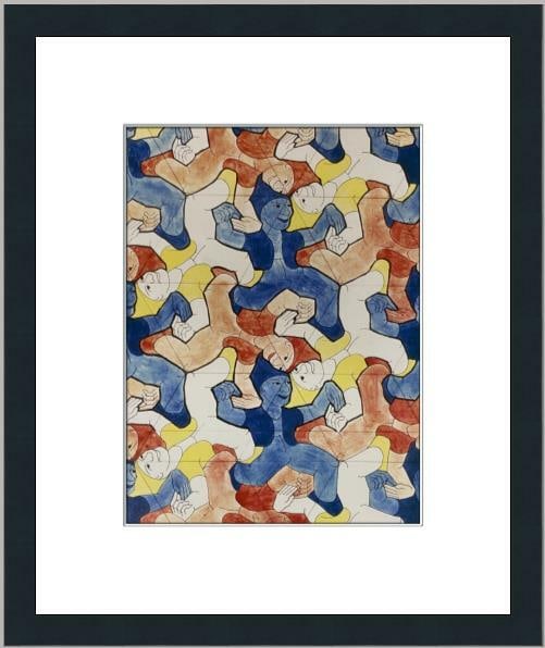 M.C. Escher Symmetry Drawing 21 Custom Framed Lithograph Print: M.C. Escher Symmetry Drawing 21 Custom Framed Lithograph Print Presenting a stunning custom gallery framed print of M.C. Escher's "Symmetry Drawing 21". This captivating piece showcases a surreal fant