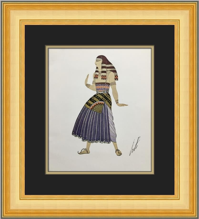 Erte Worshipper of Horus Art Deco Custom Framed Print 1979: Erte Worshipper of Horus Art Deco Custom Framed Print 1979 This exquisite custom framed print titled 'Worshipper of Horus' by the renowned artist Erte is a stunning representation of Art Deco style. M