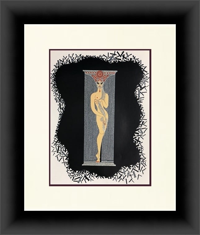 Erte Number 1 Art Deco Print Custom Framed Lithograph: Erte Number 1 Art Deco Print Custom Framed Lithograph This exquisite custom framed print titled "Number 1" from the Numeral Suite embodies the elegance of Art Deco style, created by the renowned artis
