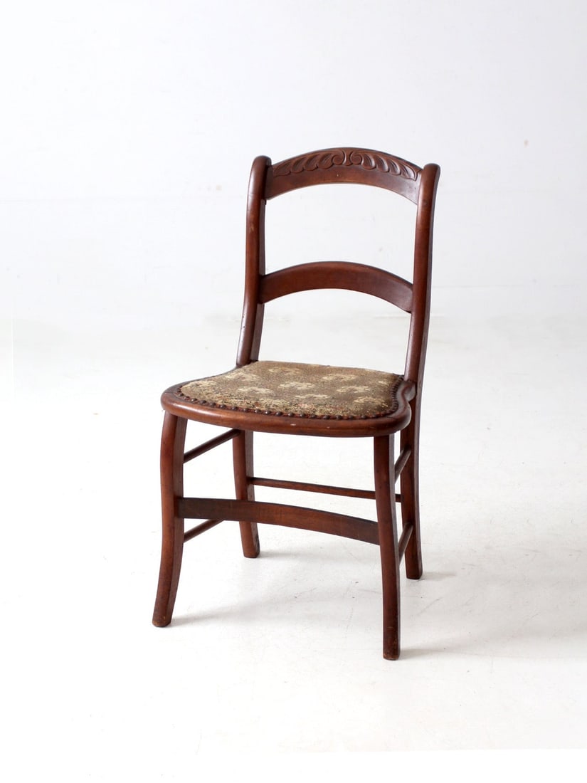 Antique Victorian Dining Chair with Floral Tapestry Seat (1 of 15)