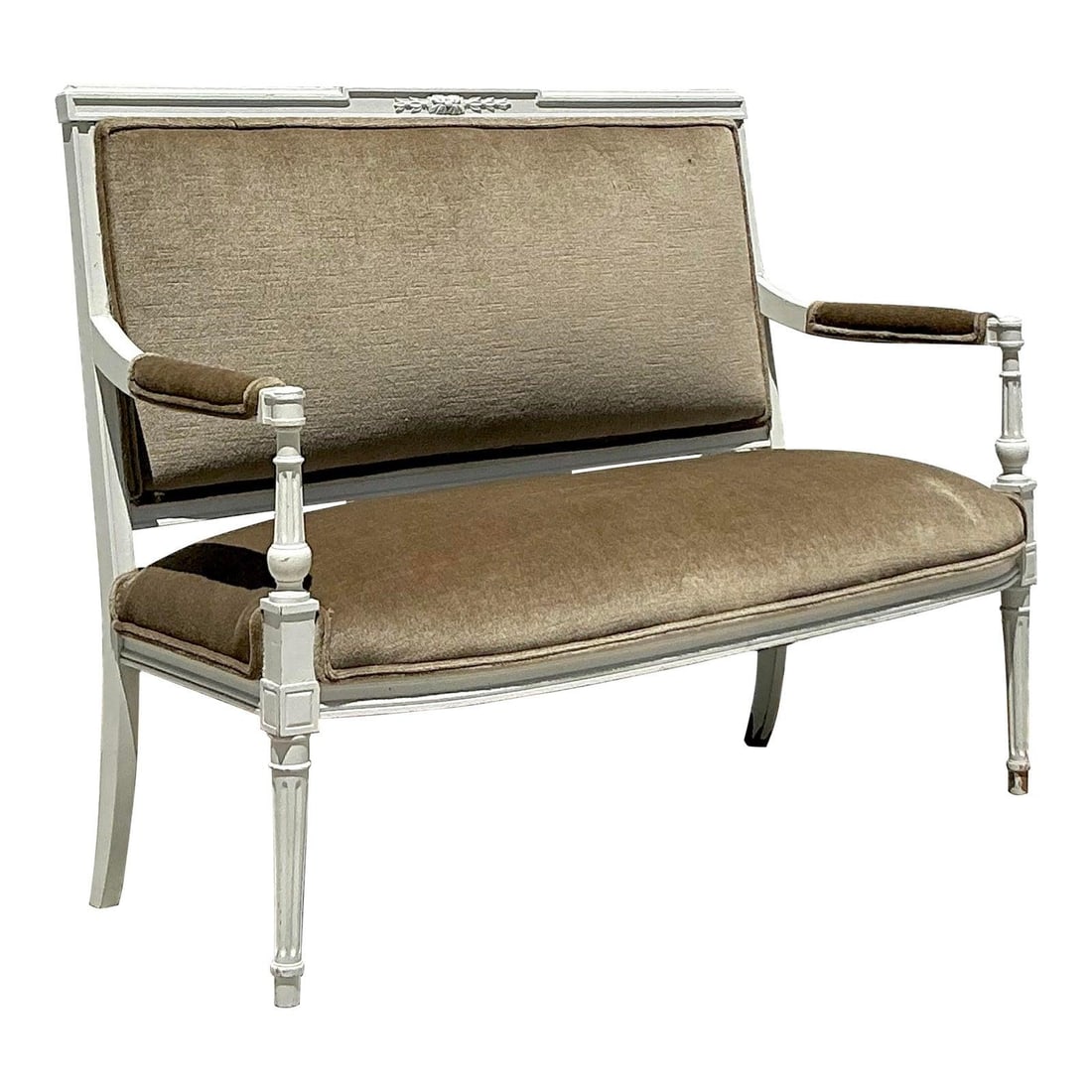 Elegant Vintage Louis XVI Settee with Carved Wood Frame (1 of 7)