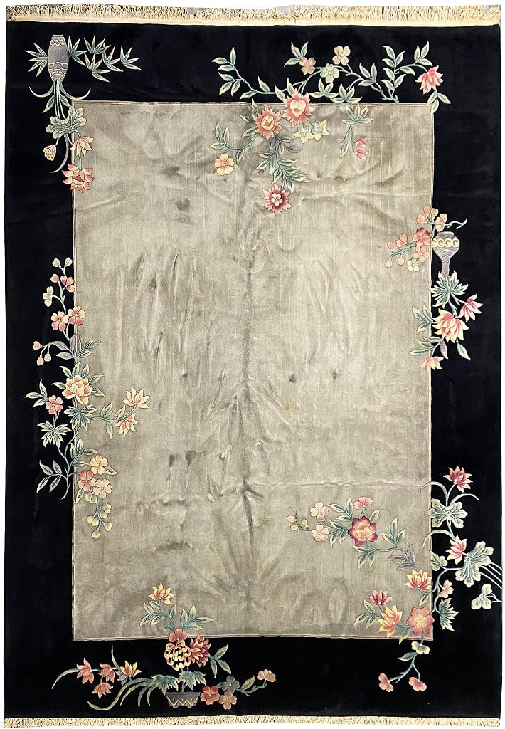 11.10 x 14.11 Ivory Hand-Knotted Art Deco Area Rug Unused (1 of 13)