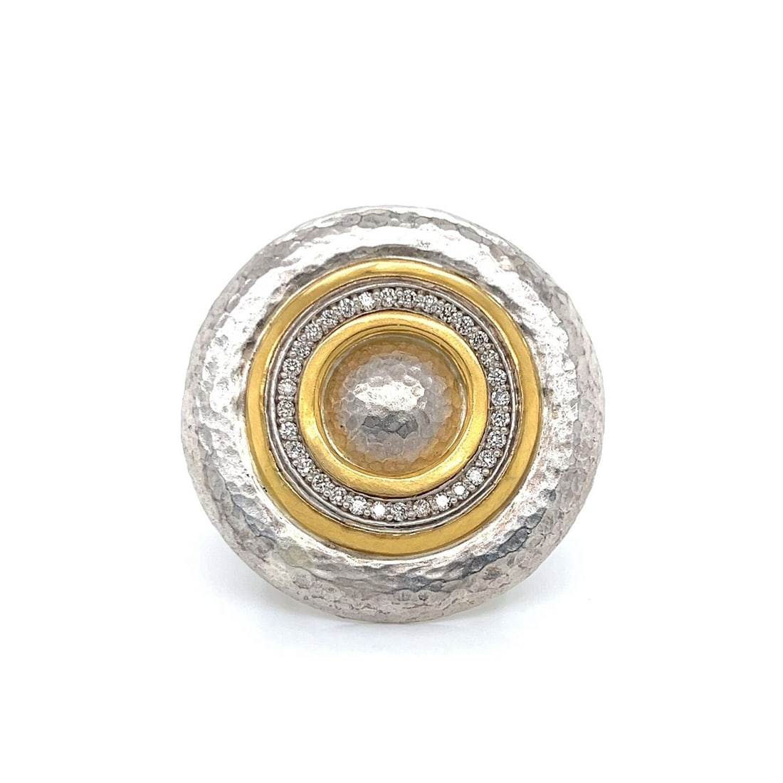 Gurhan Moon Beam Diamond Ring with 24k Gold Accents Size 6: Gurhan Moon Beam Diamond Ring with 24k Gold Accents Size 6 Elevate your jewelry collection with the Gurhan Moon Beam Diamonds Sterling & 24k Gold Accent Round Top Ring in size 6. This exquisite piece