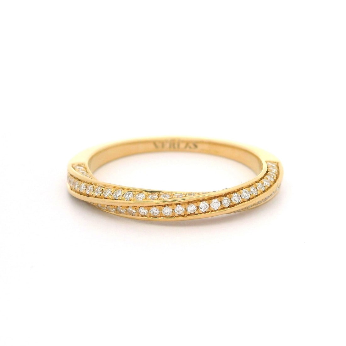 Verlas 18k Yellow Gold 0.50ctw Diamond Pave Half Swirl Band Ring: Verlas 18k Yellow Gold 0.50ctw Diamond Pave Half Swirl Band Ring Elevate your style with this exquisite 18k Yellow Gold Band Ring, featuring a stunning half swirl design adorned with numerous round br