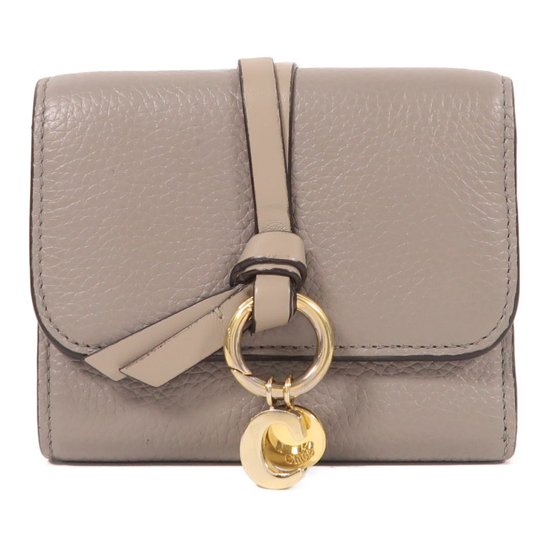 Chloe Tri-Fold Wallet Calfskin Leather Gray GHW France: Chloe Tri-Fold Wallet Calfskin Leather Gray GHW France This Chloe tri-fold wallet is crafted from high-quality calfskin leather in a sophisticated gray hue. Designed for practicality and style, it fea