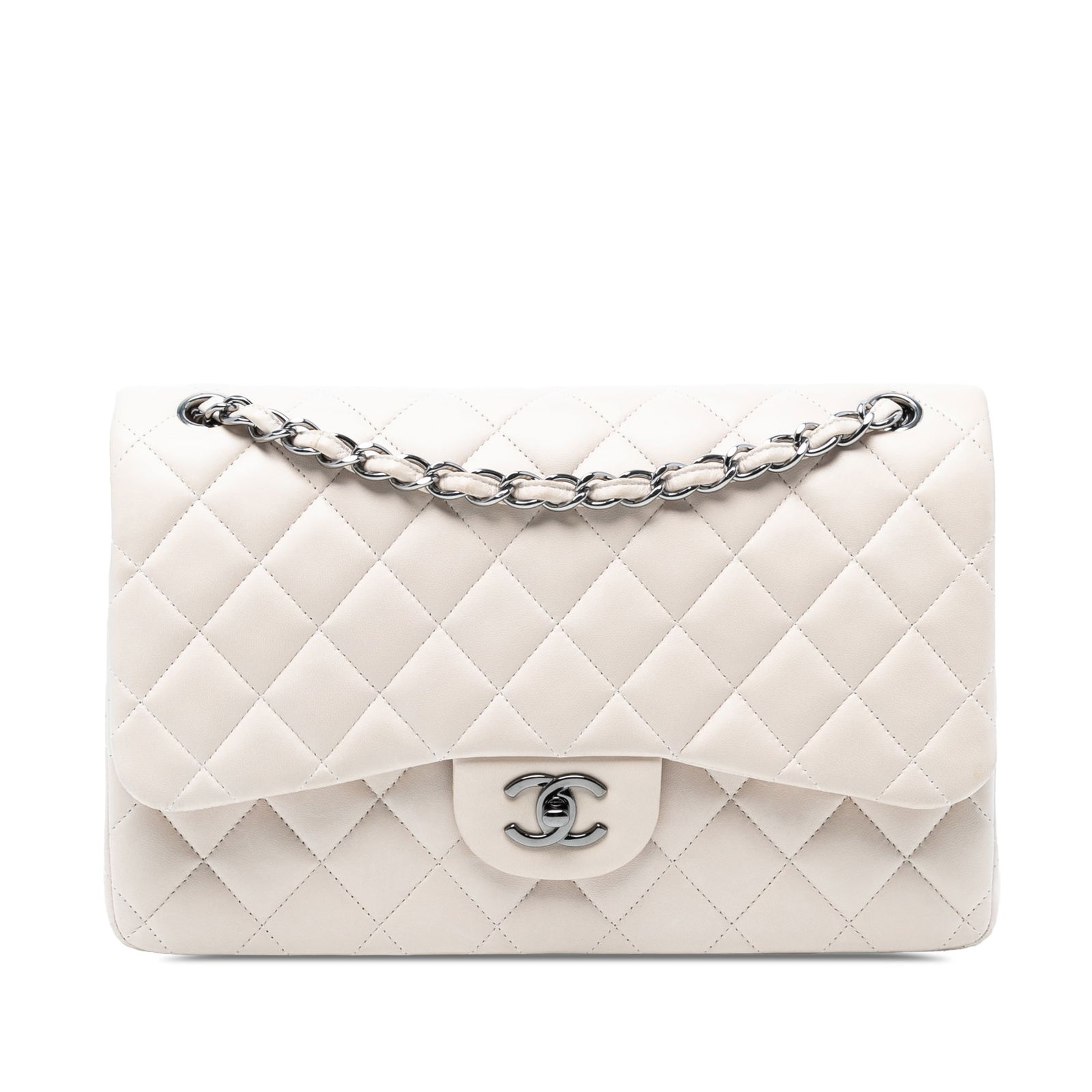 Chanel Jumbo Classic Double Flap White Lambskin Bag (1 of 7)