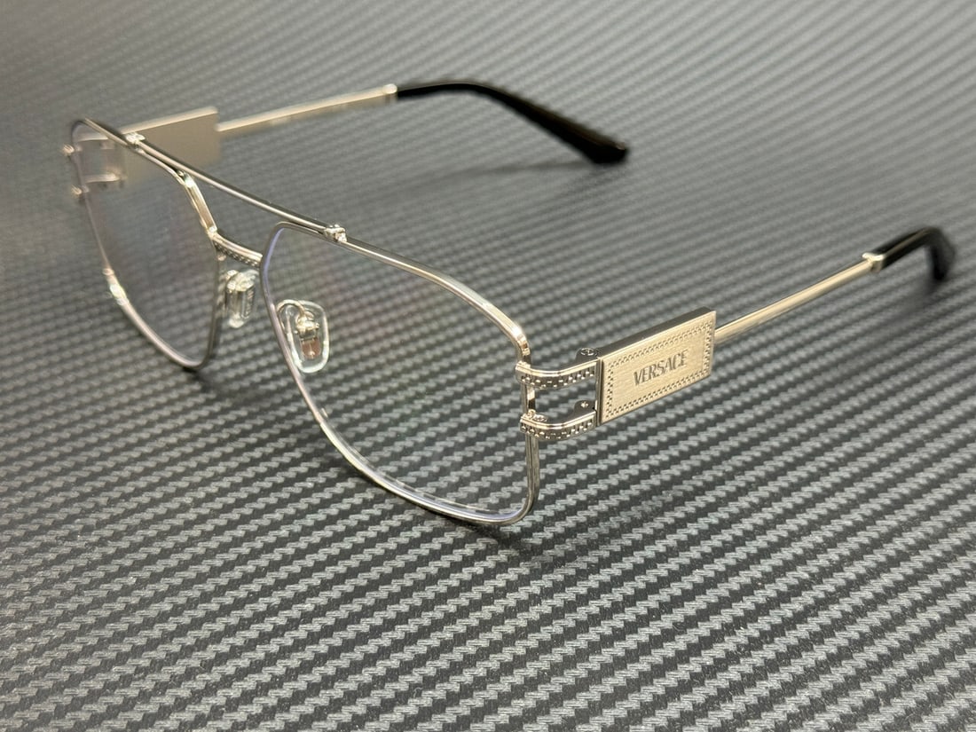 Versace VE1302 1000 Silver Men's Eyeglasses with Authenticity Certificate: Versace VE1302 1000 Silver Men's Eyeglasses with Authenticity Certificate Elevate your eyewear collection with these stunning Versace VE1302 1000 eyeglasses. Featuring a sleek silver frame, these glas