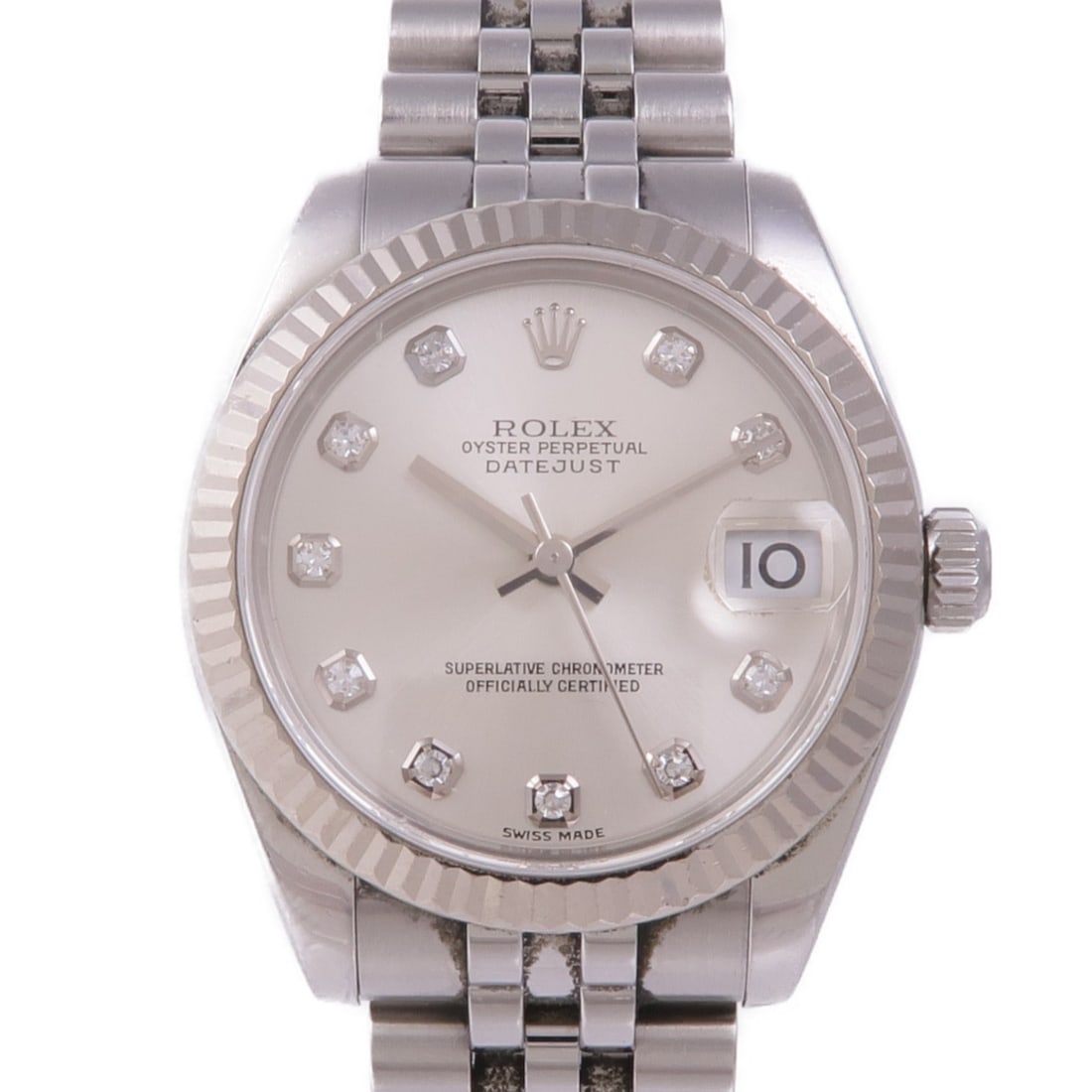 ROLEX Datejust 31mm Automatic Watch K18WG Silver Diamond (1 of 16)