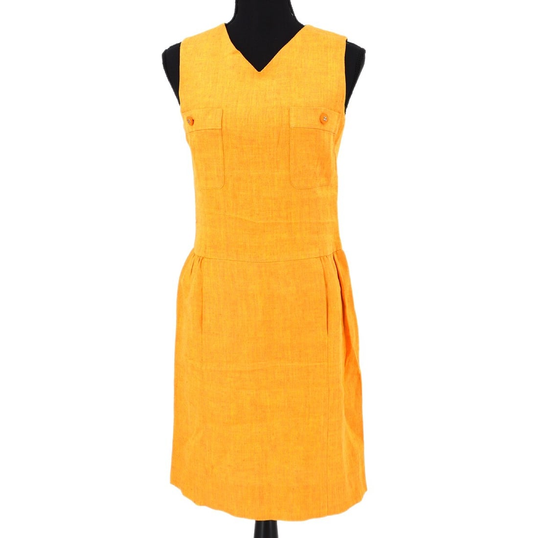 Chanel Vintage Orange Sleeveless Dress 100% Linen Dot Pattern Size 36 (1 of 10)