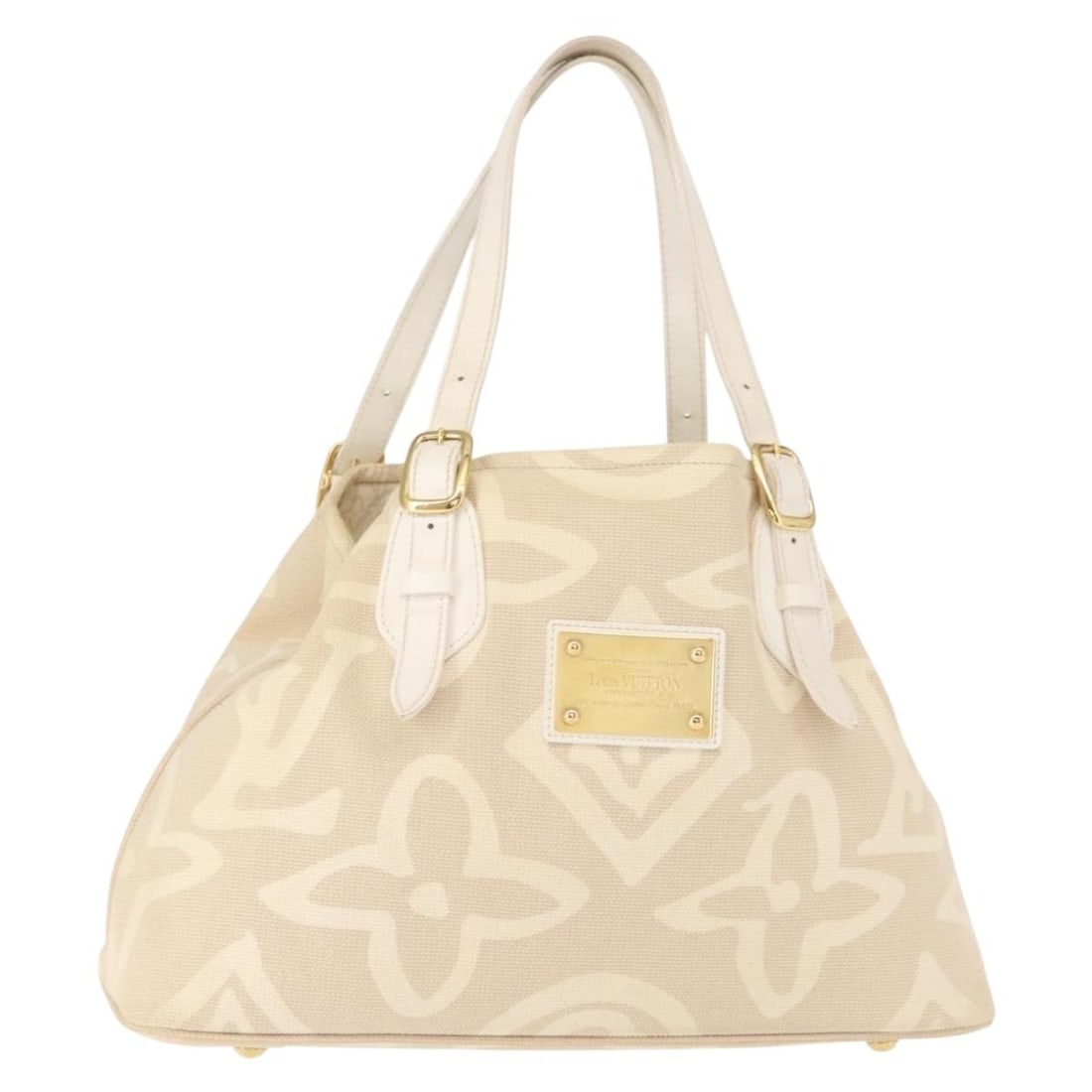 LOUIS VUITTON Taicienne PM Tote Bag Canvas Beige Sabre Auth M95674: LOUIS VUITTON Taicienne PM Tote Bag Canvas Beige Sabre Auth M95674 The LOUIS VUITTON Cruise line Taicienne PM Tote Bag is a stylish and versatile accessory, expertly crafted in France from durable can