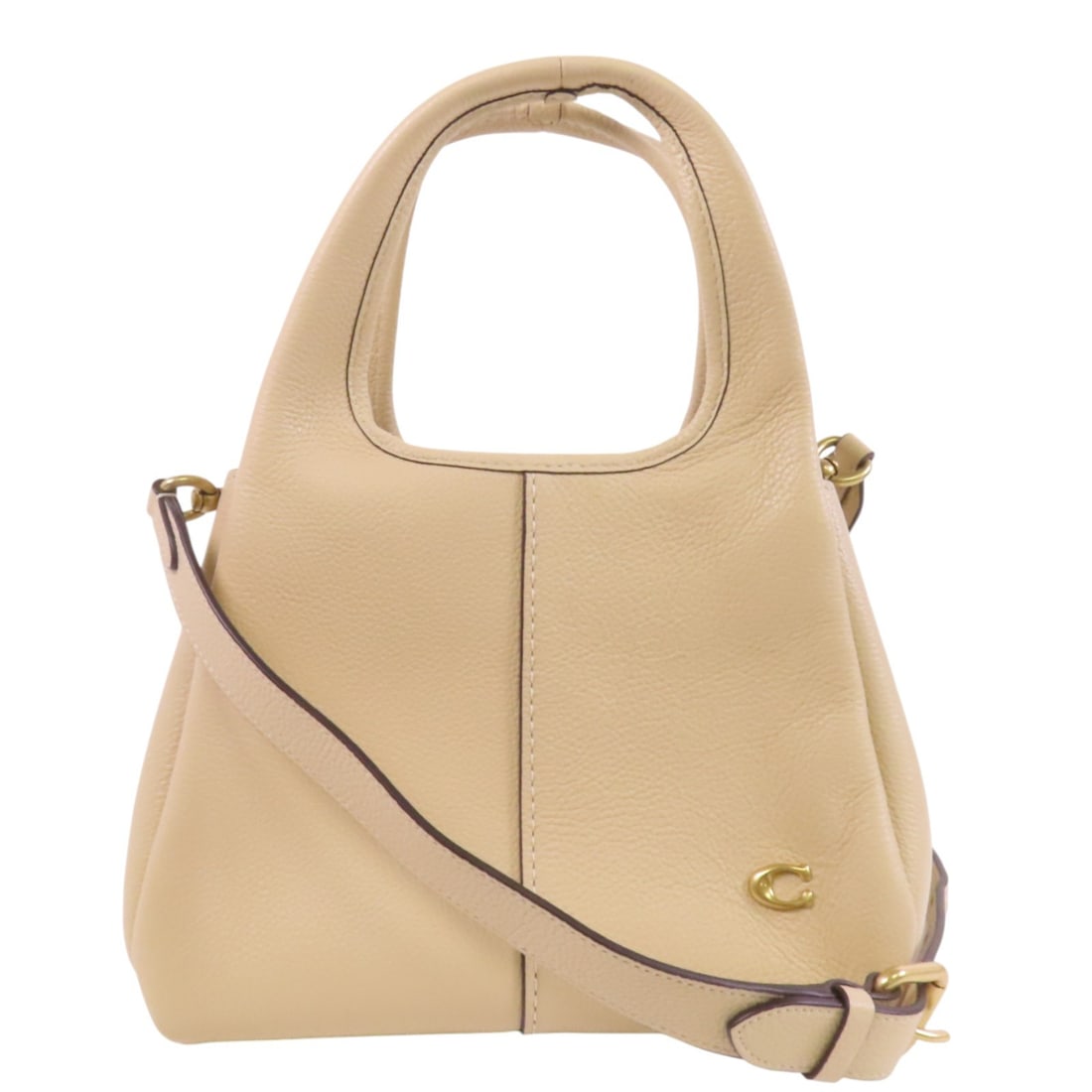 COACH Calfskin Leather 2way Shoulder Crossbody Bag Beige GHW: COACH Calfskin Leather 2way Shoulder Crossbody Bag Beige GHW This COACH 2-way shoulder bag is crafted from high-quality calfskin leather in a sophisticated beige hue. Designed for versatility, it can
