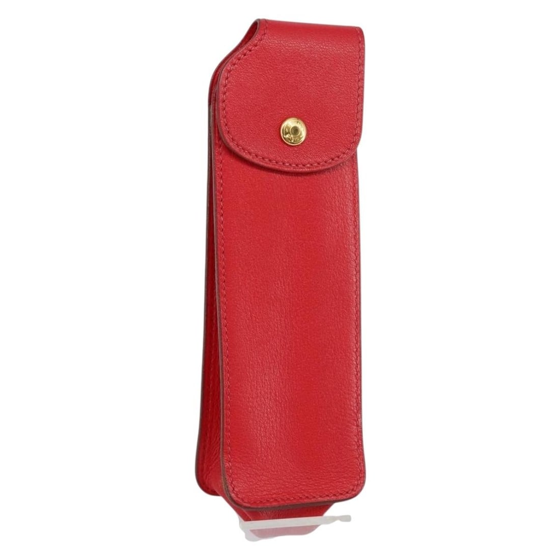 HERMES Leather Glasses Case Red Gold Made in France: HERMES Leather Glasses Case Red Gold Made in France This authentic HERMES glasses case showcases exquisite craftsmanship and luxurious materials. Crafted from premium leather, it features a striking r