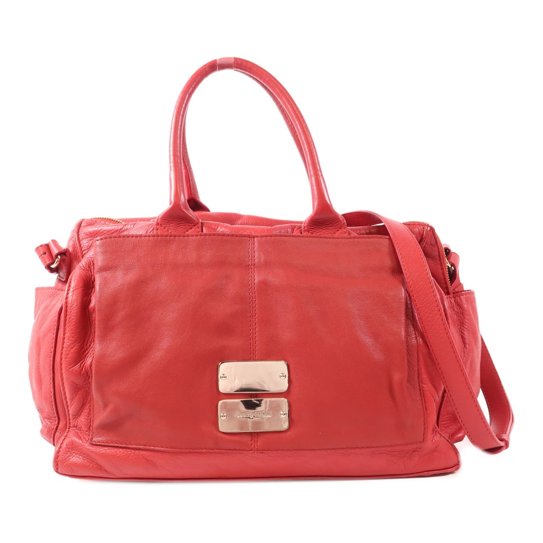 Chloe 2 Way Shoulder Bag Red Calfskin Leather GHW: Chloe 2 Way Shoulder Bag Red Calfskin Leather GHW This elegant 2 Way Shoulder Bag from Chloe is crafted from premium calfskin leather, featuring a striking red exterior that adds a vibrant touch to an