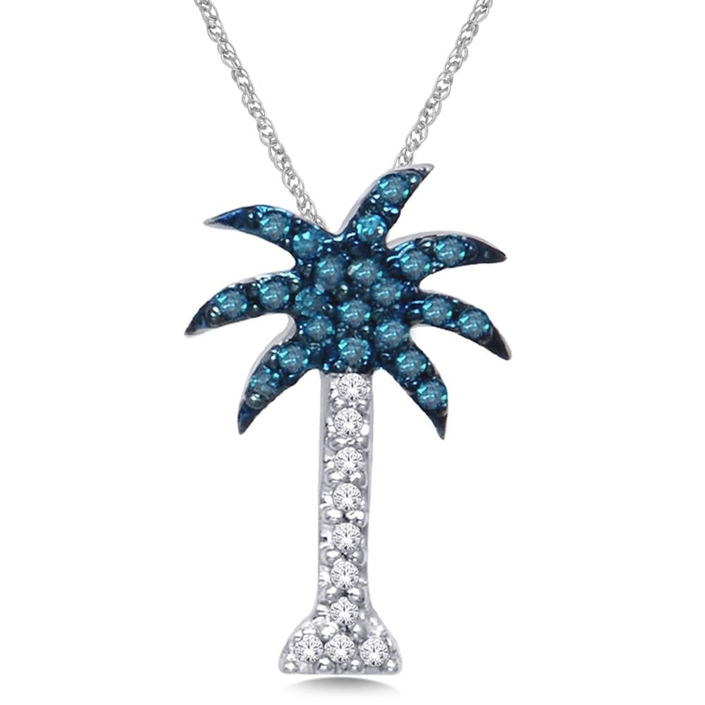 14K White Gold 1/10 Ct.Wt. Diamond Palm Tree Pendant: 14K White Gold 1/10 Ct.Wt. Diamond Palm Tree Pendant 14K White Gold 1/10 Ct.Wt. Diamond Palm Tree Pendant Metal: 14k White Gold Stone Count: 32.0 Stone Shape: Round / Round Blue Stone Type: Diamond St