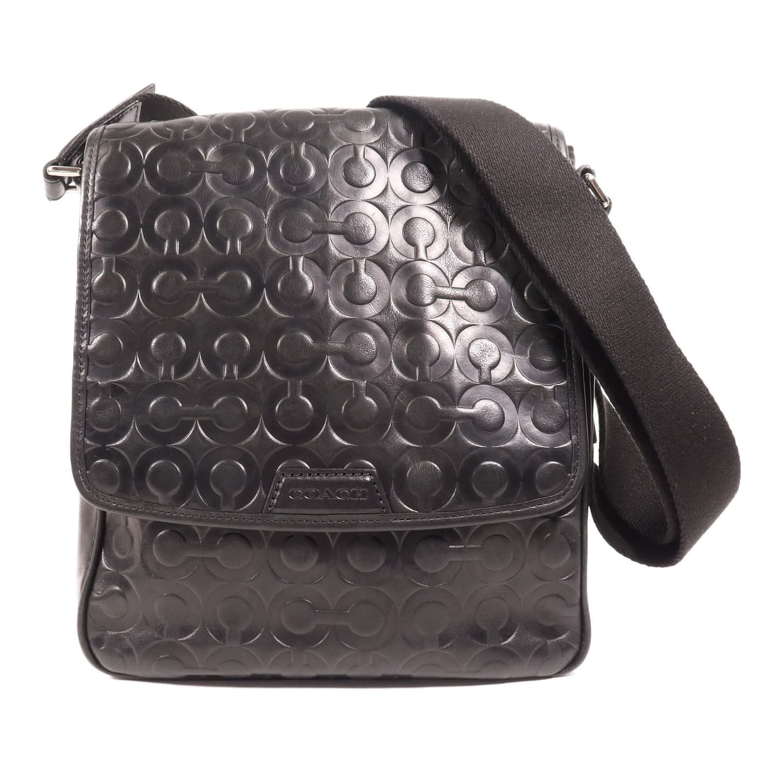 COACH Black Calfskin Leather Shoulder Bag SHW: COACH Black Calfskin Leather Shoulder Bag SHW This COACH shoulder bag is crafted from luxurious black calfskin leather, offering a sophisticated and timeless look. With a height of 11.0 inches, depth
