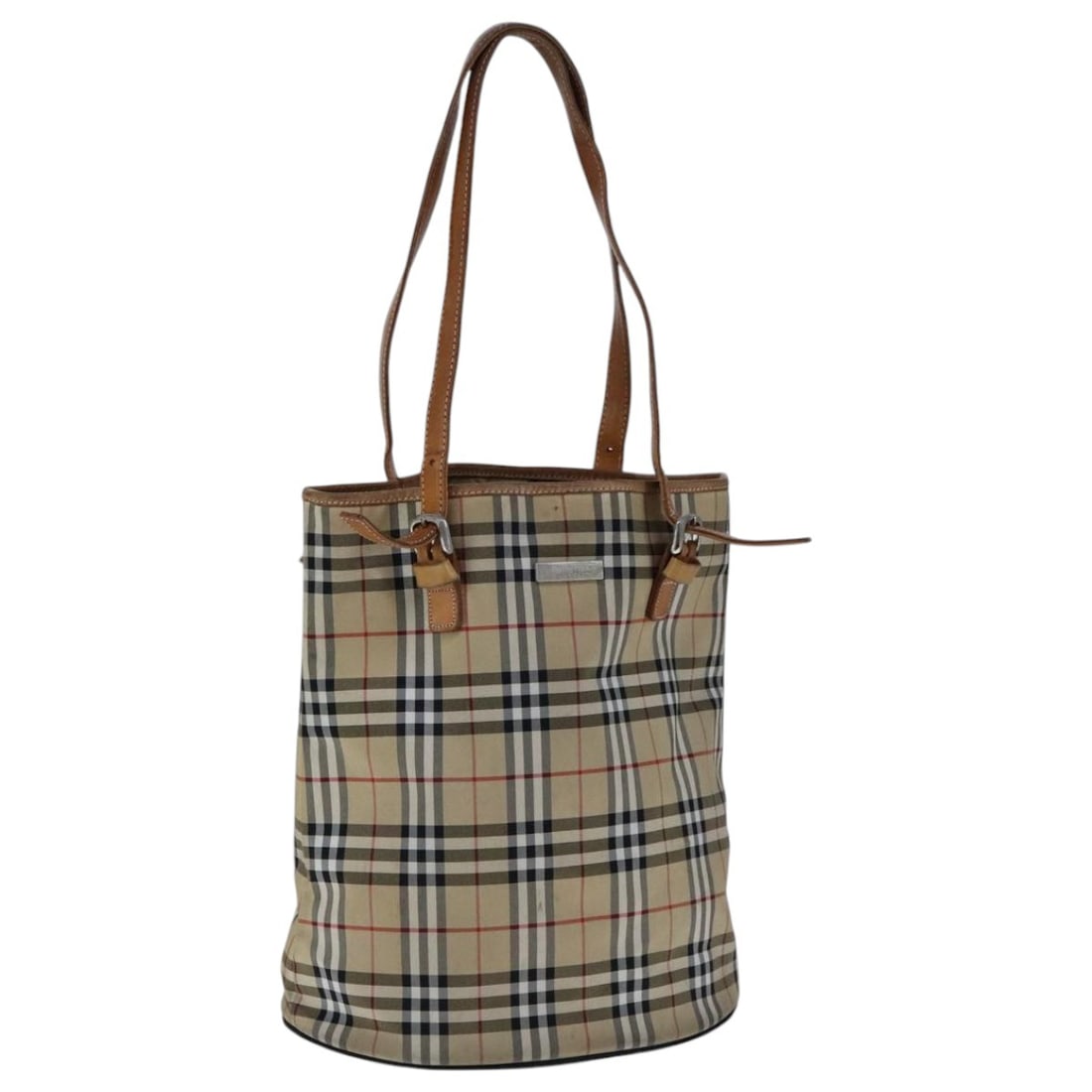 Burberrys Nova Check Beige Silver Nylon Shoulder Bag Authentic (1 of 18)