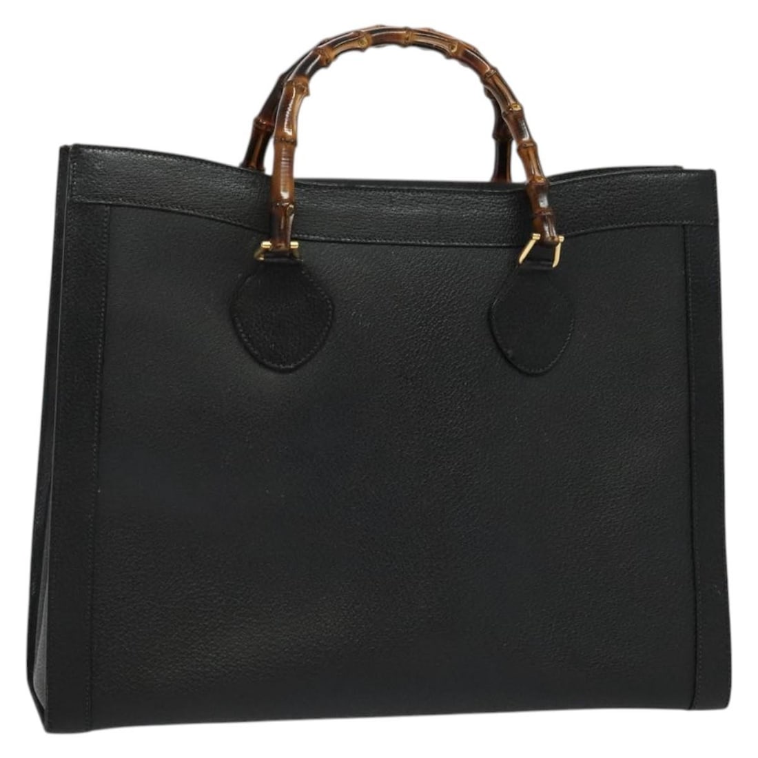 GUCCI Bamboo Hand Bag Leather Black Gold 002 1186 0259 Authentic Italy (1 of 18)