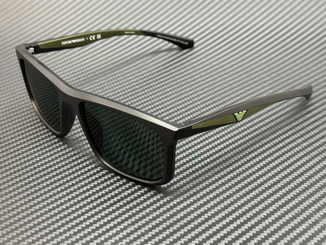 Emporio Armani EA4234U Matte Black Green Men's Sunglasses with Authenticity Certificate: Emporio Armani EA4234U Matte Black Green Men's Sunglasses with Authenticity Certificate Elevate your eyewear collection with these Emporio Armani EA4234U sunglasses, featuring a sleek matte black fram