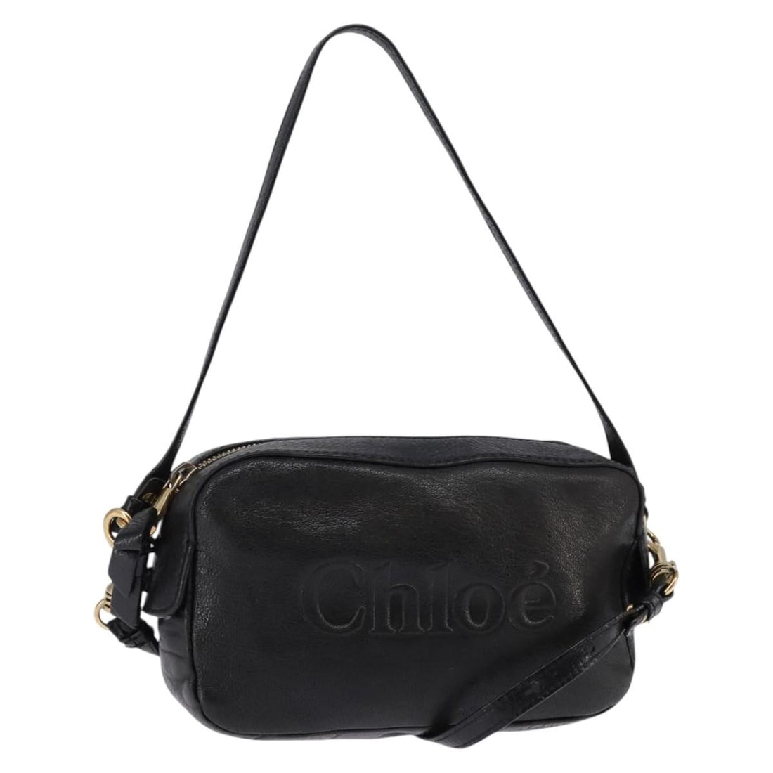 Chloe Leather Hand Bag Black Gold 2-Way Auth BA5617: Chloe Leather Hand Bag Black Gold 2-Way Auth BA5617 This Chloe hand bag is a stylish accessory crafted from high-quality leather, showcasing a sophisticated black and gold color combination. Designed