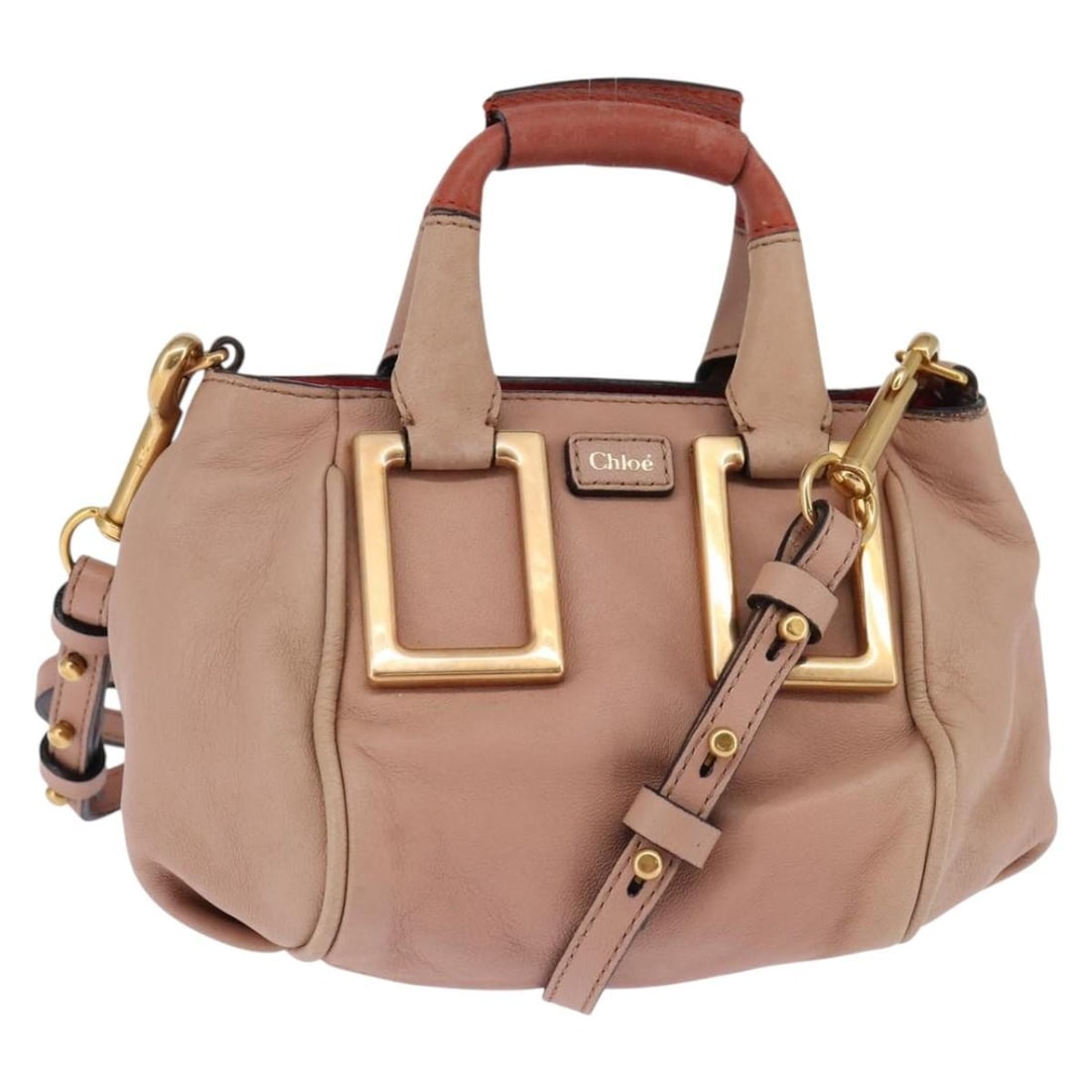 Chloe Etel Leather Hand Bag Pink Gold 2-Way Authentic: Chloe Etel Leather Hand Bag Pink Gold 2-Way Authentic Introducing the Chloe Etel Hand Bag, a stylish and functional accessory crafted from premium leather. This two-way bag features a chic pink and go