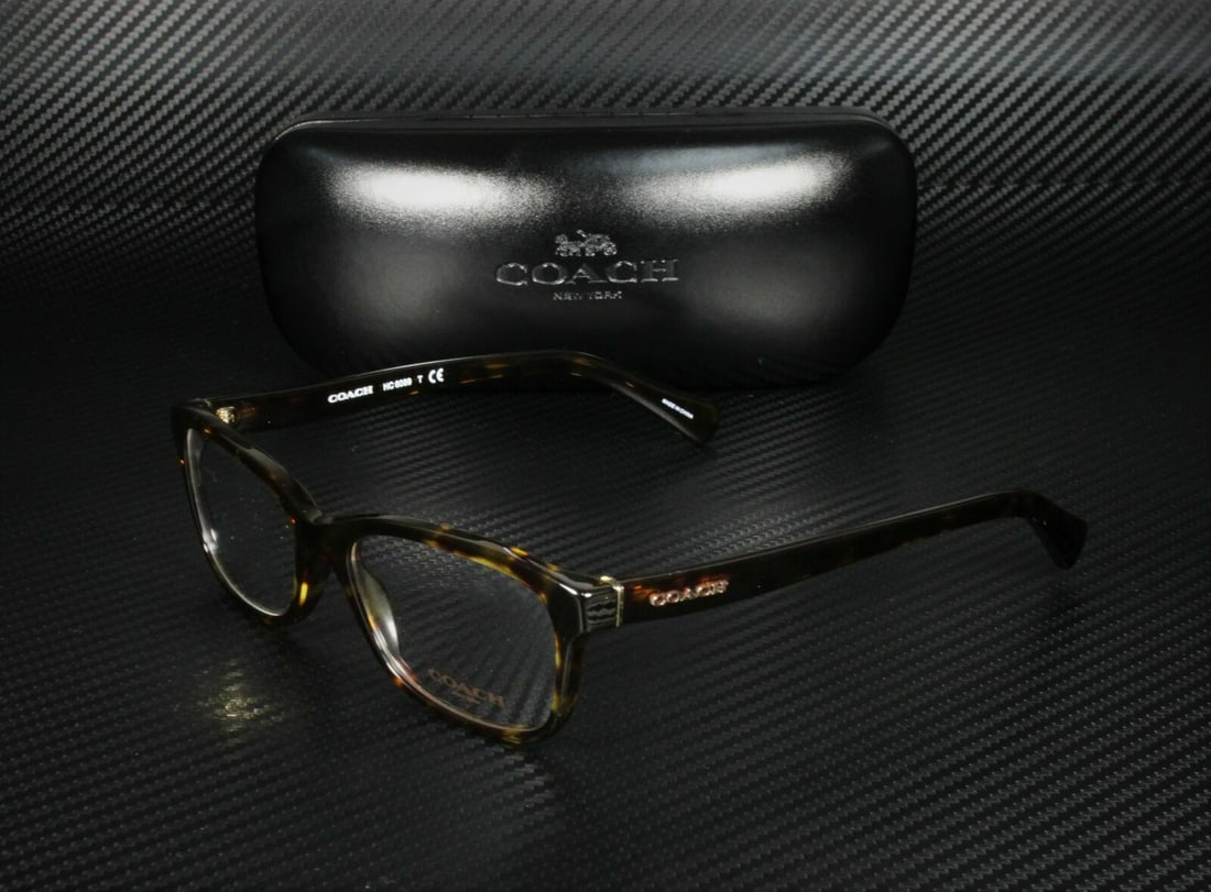 Coach HC6089 5120 Women's Dark Tortoise Rectangle Eyeglasses with Case: Coach HC6089 5120 Women's Dark Tortoise Rectangle Eyeglasses with Case Experience timeless elegance with these Coach HC6089 5120 eyeglasses, designed specifically for women. Featuring a sophisticated